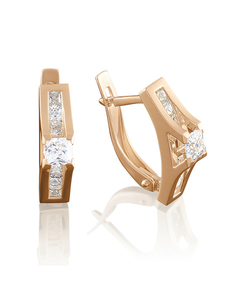 Серьги из золота PLATINA jewelry 02-3859-00, фианит