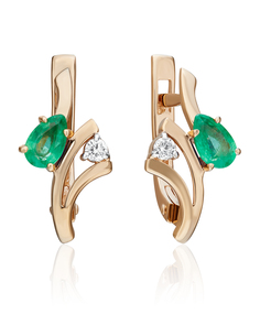 Серьги из золота PLATINA jewelry 02-0373-00, изумруд