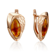 Серьги из золота PLATINA jewelry 02-3949-01, янтарь