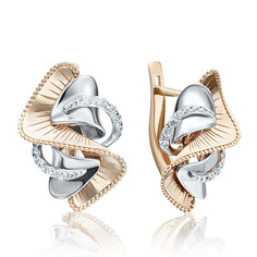 Серьги из золота PLATINA jewelry 02-4007-00, фианит