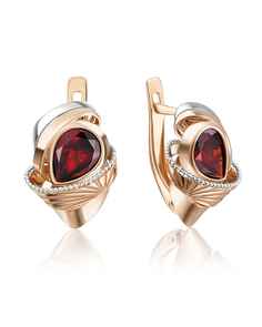 Серьги из золота PLATINA jewelry 02-4026-00, гранат