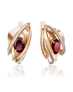 Серьги из золота PLATINA jewelry 02-4036-00, гранат