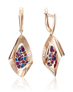 Серьги из золота PLATINA jewelry 02-4076-00, эмаль