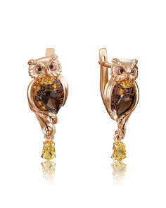 Серьги из золота PLATINA jewelry 02-4128-00, цитрин