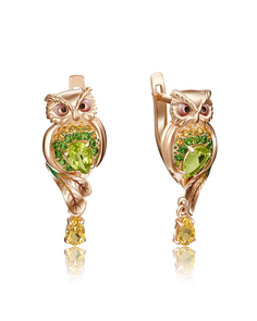 Серьги из золота PLATINA jewelry 02-4128-00, хромдиопсид