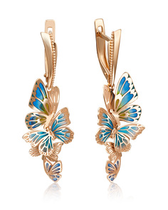 Серьги из золота PLATINA jewelry 02-4163-00, эмаль
