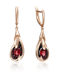 Серьги из золота PLATINA jewelry 02-4180-00, гранат