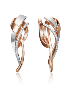 Серьги из золота PLATINA jewelry 02-4291-00, фианит
