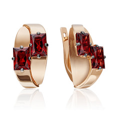 Серьги из золота PLATINA jewelry 02-4309-00, гранат