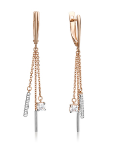 Серьги из золота PLATINA jewelry 02-4312-00, фианит