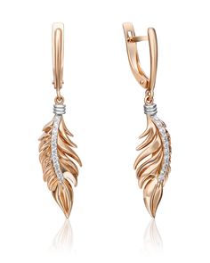 Серьги из золота PLATINA jewelry 02-4344-00, фианит