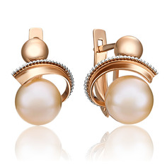 Серьги из золота PLATINA jewelry 02-4359-00, жемчуг культивированный