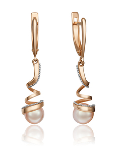 Серьги из золота PLATINA jewelry 02-4368-00, жемчуг культивированный