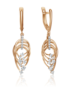 Серьги из золота PLATINA jewelry 02-4370-00, фианит