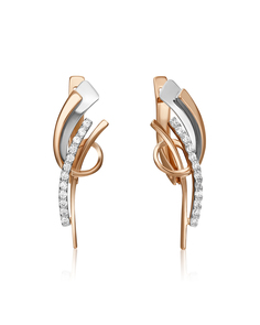 Серьги из золота PLATINA jewelry 02-4392-00, фианит