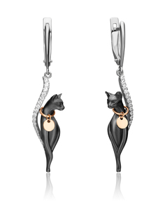 Серьги из золота PLATINA jewelry 02-4396-01, фианит