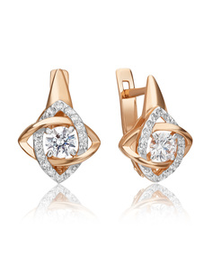 Серьги из золота PLATINA jewelry 02-4403-01, фианит