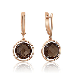 Серьги из золота PLATINA jewelry 02-4452-00, раухтопаз