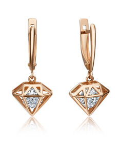 Серьги из золота PLATINA jewelry 02-4511-00, фианит