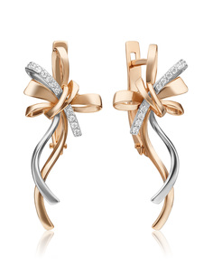 Серьги из золота PLATINA jewelry 02-4548-00, фианит