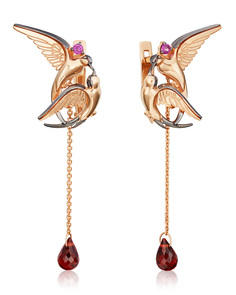 Серьги из золота PLATINA jewelry 02-4712-00, гранат