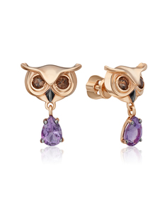 Серьги из золота PLATINA jewelry 02-4876-00, аметист