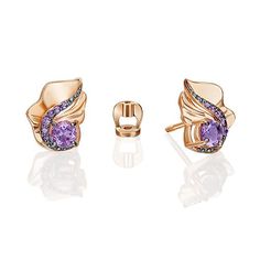 Серьги из золота PLATINA jewelry 02-5169-00, аметист