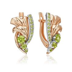 Серьги из золота PLATINA jewelry 02-5175-00, хризолит