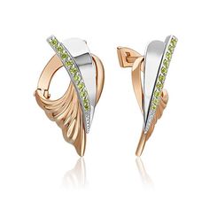 Серьги из золота PLATINA jewelry 02-5176-00, хризолит