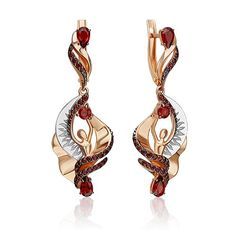 Серьги из золота PLATINA jewelry 02-5185-00, гранат