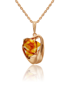 Кулон из красного золота PLATINA jewelry 03-3209-00-271-1110-46, янтарь