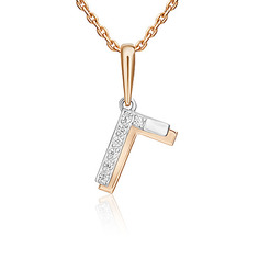 Кулон из красного золота/белого золота PLATINA jewelry 03-3418-Г-401-1111, фианит