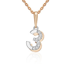 Кулон из красного золота/белого золота PLATINA jewelry 03-3418-З-401-1111, фианит