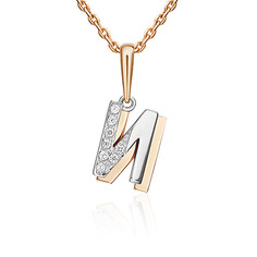 Кулон из красного золота/белого золота PLATINA jewelry 03-3418-И-401-1111, фианит