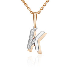 Кулон из красного золота/белого золота PLATINA jewelry 03-3418-К-401-1111, фианит