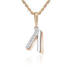 Кулон из красного золота/белого золота PLATINA jewelry 03-3418-Л-401-1111, фианит