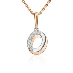 Кулон из красного золота/белого золота PLATINA jewelry 03-3418-О-401-1111, фианит
