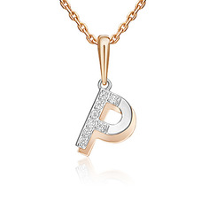 Кулон из красного золота/белого золота PLATINA jewelry 03-3418-Р-401-1111, фианит