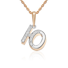 Кулон из красного золота/белого золота PLATINA jewelry 03-3418-Ю-401-1111, фианит