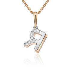 Кулон из красного золота/белого золота PLATINA jewelry 03-3418-Я-401-1111, фианит