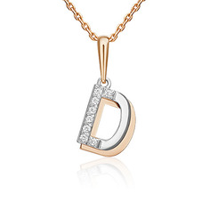 Кулон из красного золота/белого золота PLATINA jewelry 03-3419-D-401-1111, фианит