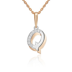 Кулон из красного золота/белого золота PLATINA jewelry 03-3419-Q-401-1111, фианит
