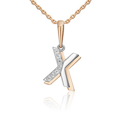 Кулон из красного золота/белого золота PLATINA jewelry 03-3419-X-401-1111, фианит
