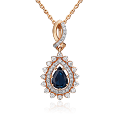 Кулон из красного золота PLATINA jewelry 03-0016-00-105-1110-30, сапфир/бриллиант