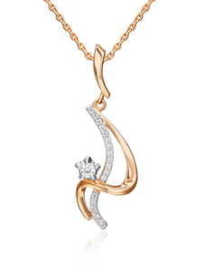 Кулон из красного золота/белого золота PLATINA jewelry 03-0128-00-101-1111-30, бриллиант