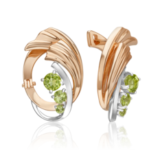 Серьги из золота PLATINA jewelry 02-5179-00, хризолит