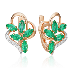 Серьги из золота PLATINA jewelry 02-0889-00, изумруд