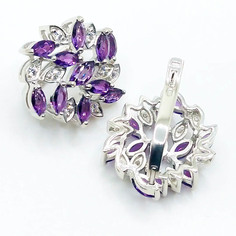 Серьги из серебра С06А аметист No Brand