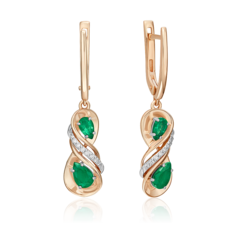 Серьги из золота PLATINA jewelry 02-5210-00, изумруд