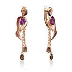 Серьги из золота PLATINA jewelry 02-4166-00, гранат